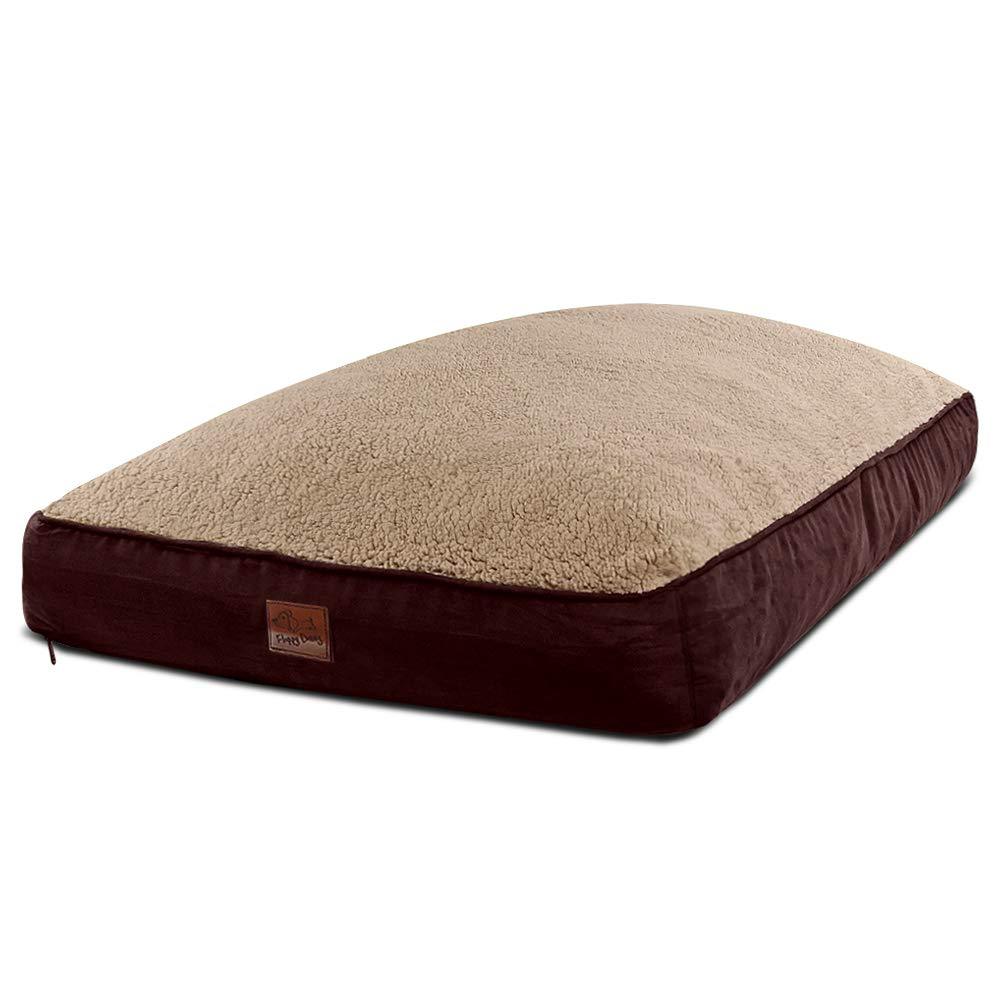 Floppy Dawg Large Dog Bed with Removable Cover (Brown and Beige)