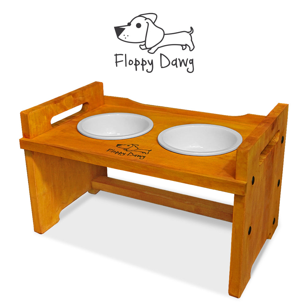 Solid Wood Dog Dish Holder, Wood Dog Feeder With Bowls
